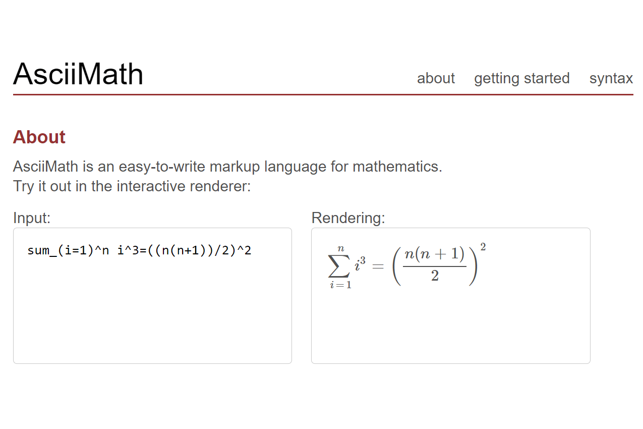 Rendering Math in HTML: MathML, MathML Core, and AsciiMath