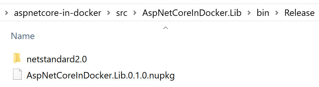NuGet package in the bin folder of the project