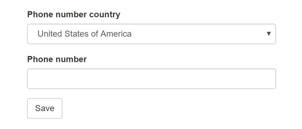 Phone number country code dropdown