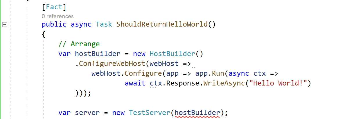TestServer does not take an IHostBuilder in its constructor