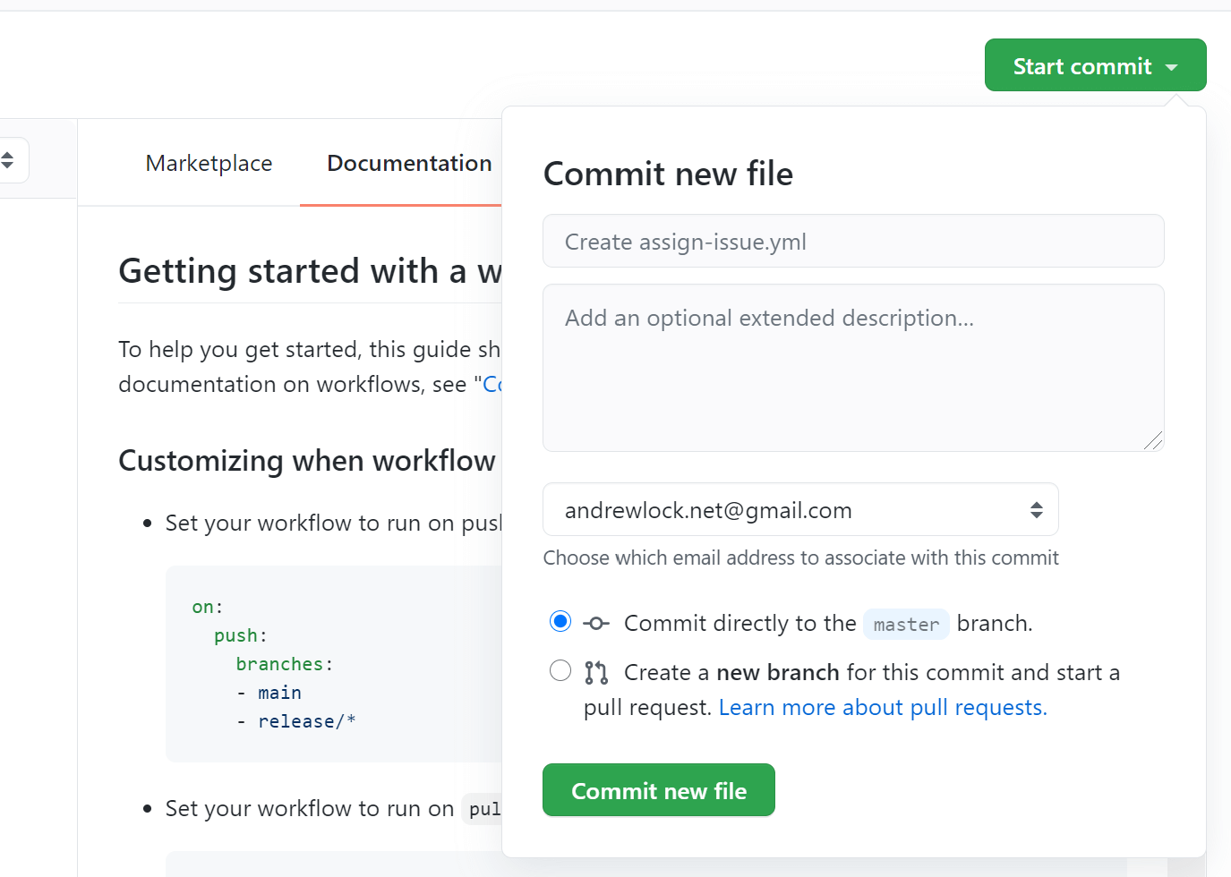 Committing the file