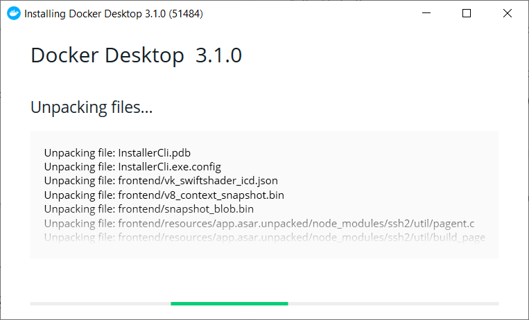 Installing Docker Desktop for Windows log