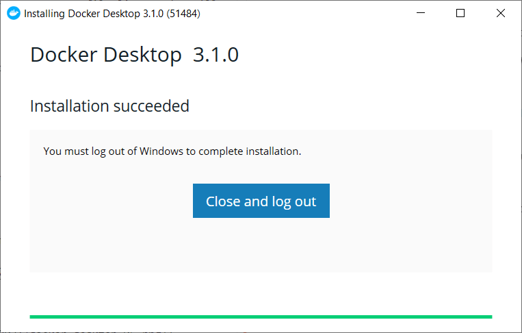 Completing Docker Desktop for Windows install