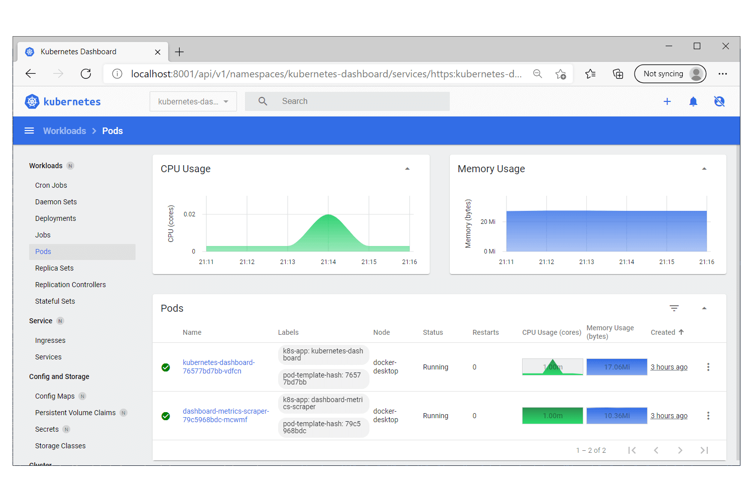 Running Kubernetes and the dashboard with Docker Desktop
