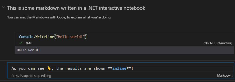 Example of a .NET interactive notebook