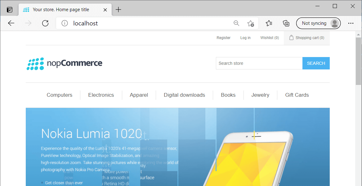 The nopCommerce home page