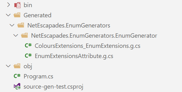 Generated files in the 'Generated' folder