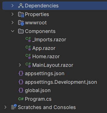 The razor components in the app