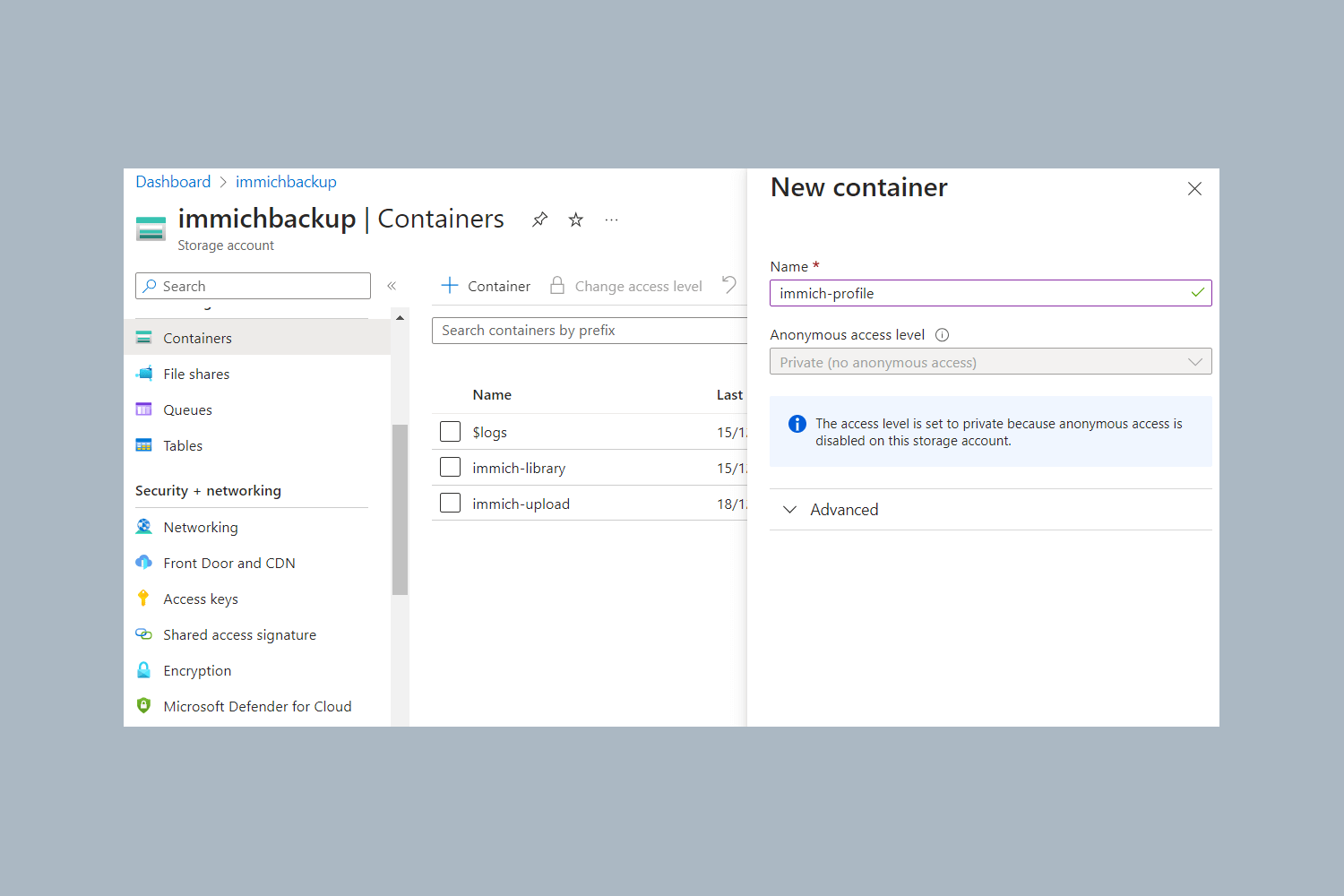 Backing up files to Azure blob storage with azcopy