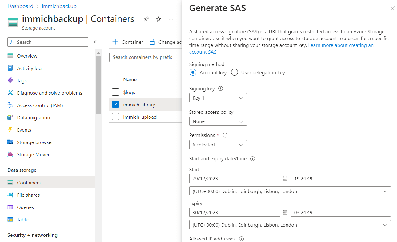 Generating a SAS token