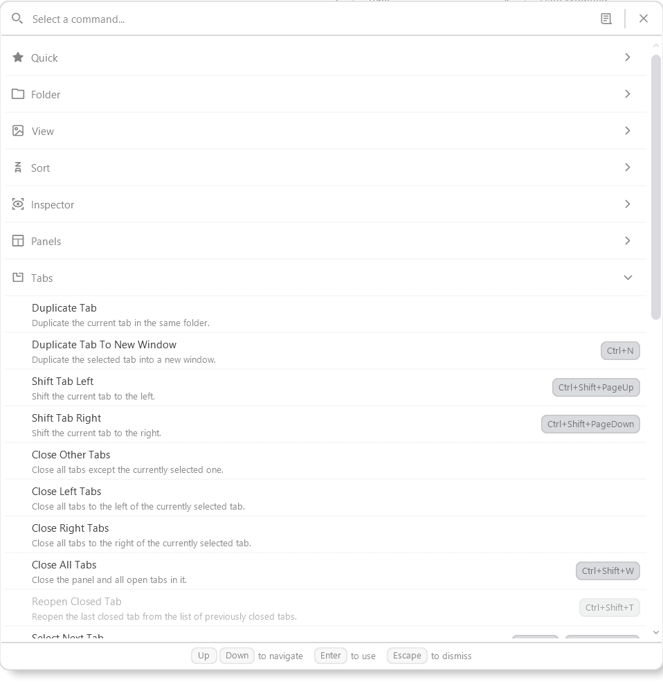 The File Pilot command palette