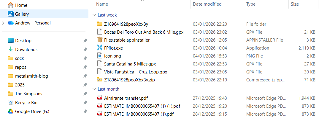 File explorer allows grouping by date period