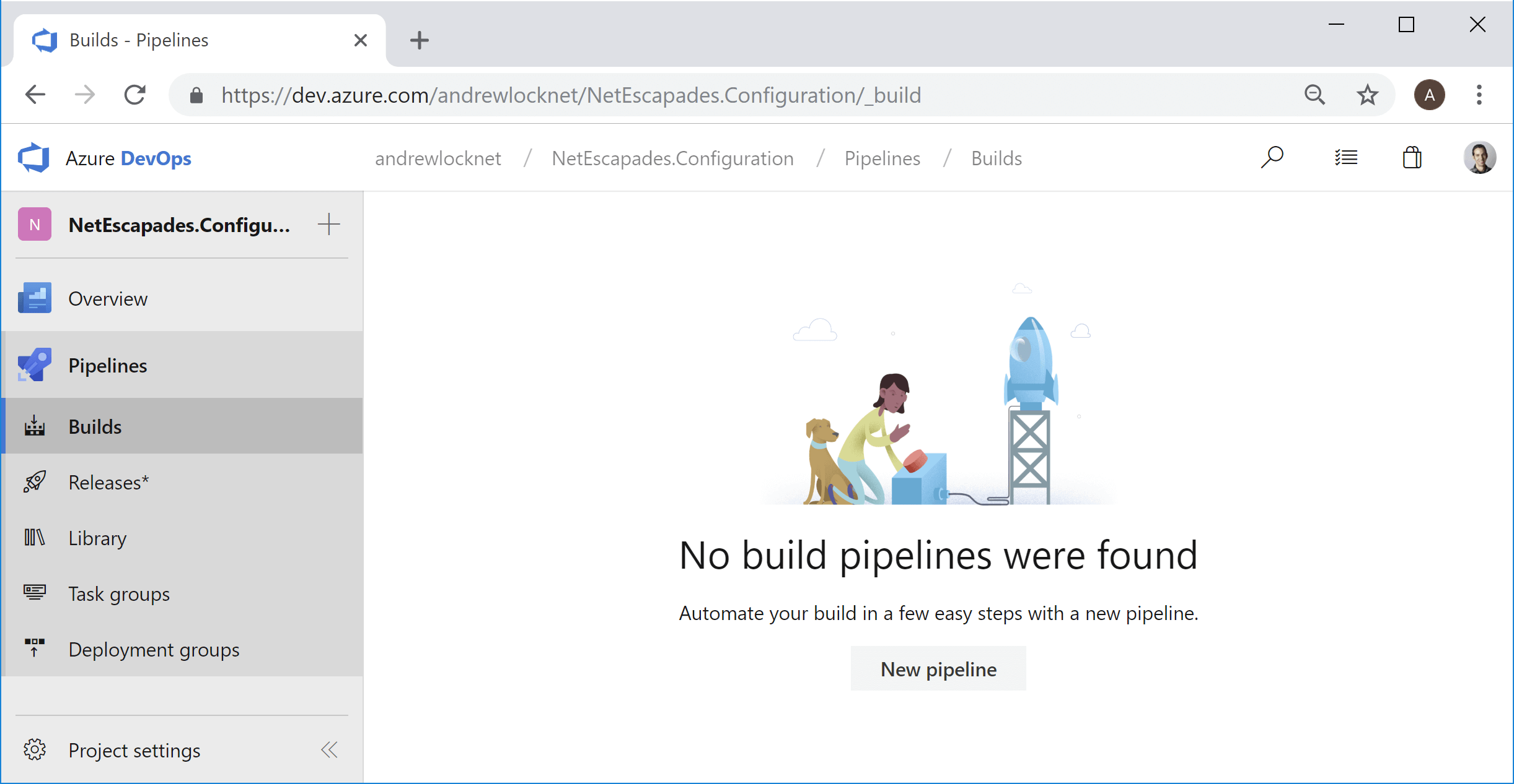 The build pipeline home page