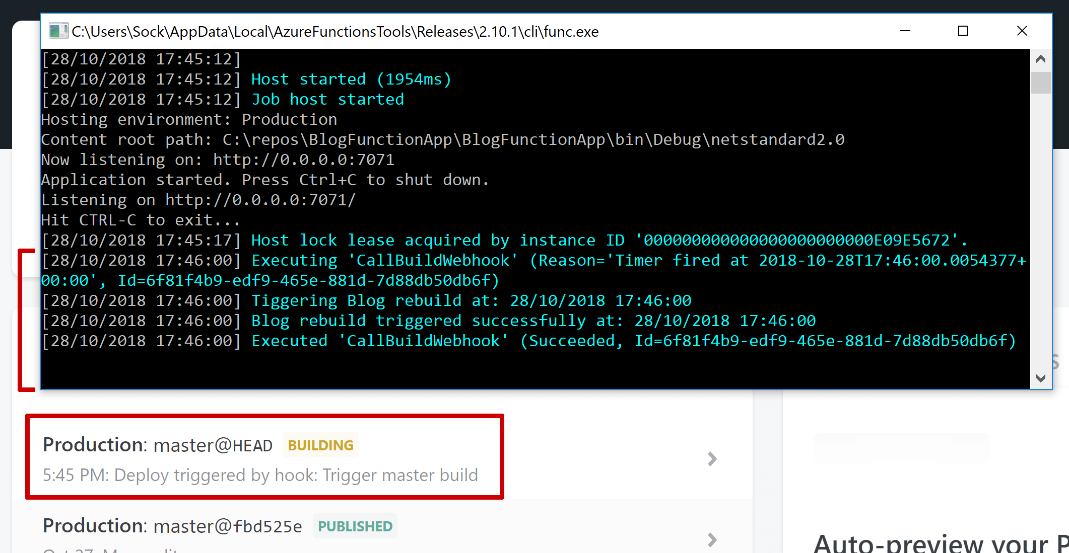 Triggering a build with Azure Functions