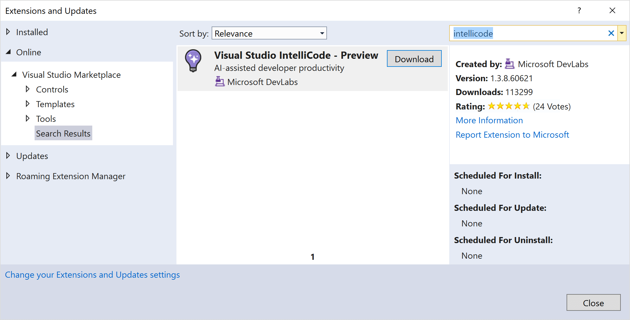 Download the extension from Visual Studio